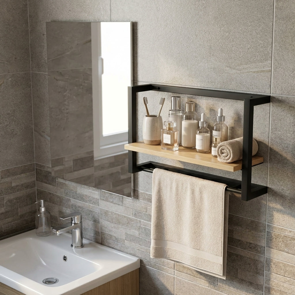 Minimal Wall Key Holder Shelf With Hooks