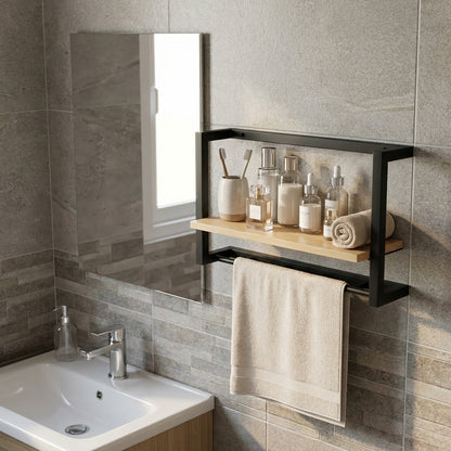 Minimal Wall Key Holder Shelf With Hooks